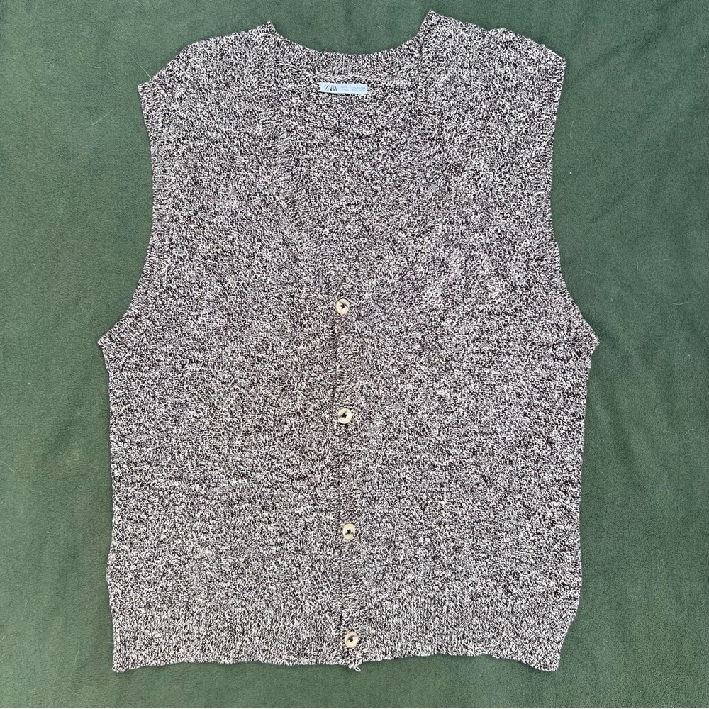 Marbled Brown Knit Sweater Vest